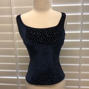 Dark blue rhinestones sleeveless top